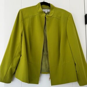 ELIE TAHARI Lime Green Jacket EUC 16W Arthur S. Levine Gold Zipper